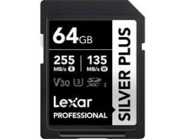 LEXAR SDcard 64GB SILVER PLUS SDXC UHS-I 64GB W 135MB/s R 255MB/s LSDSIPL064G-BNNNG 